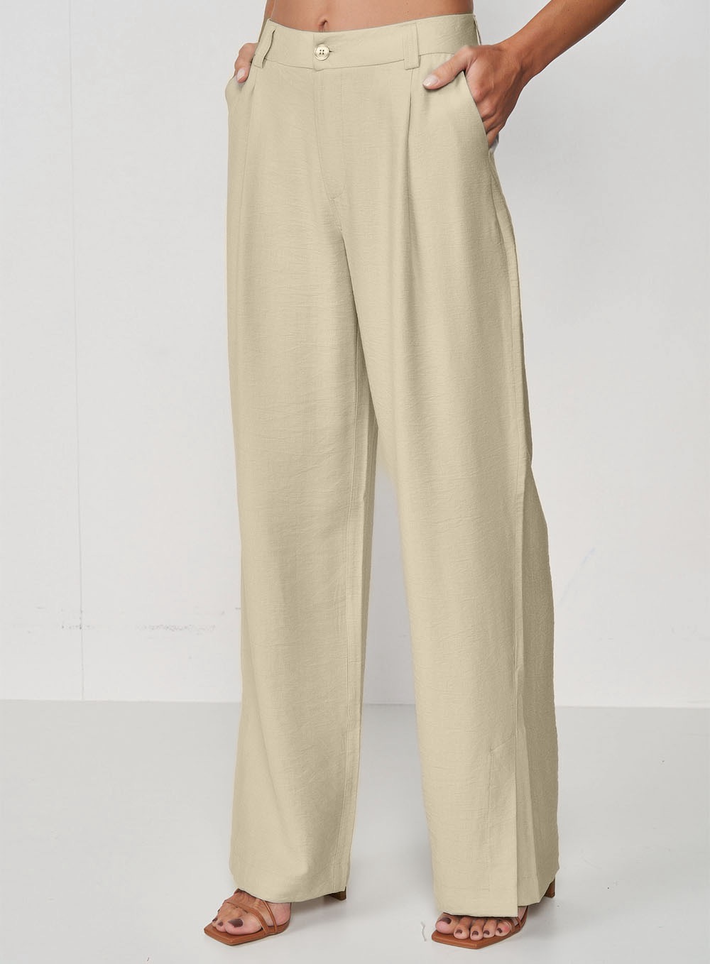 JADE'S BEIGE LINEN TAILORED PANTS (COLCCI)
