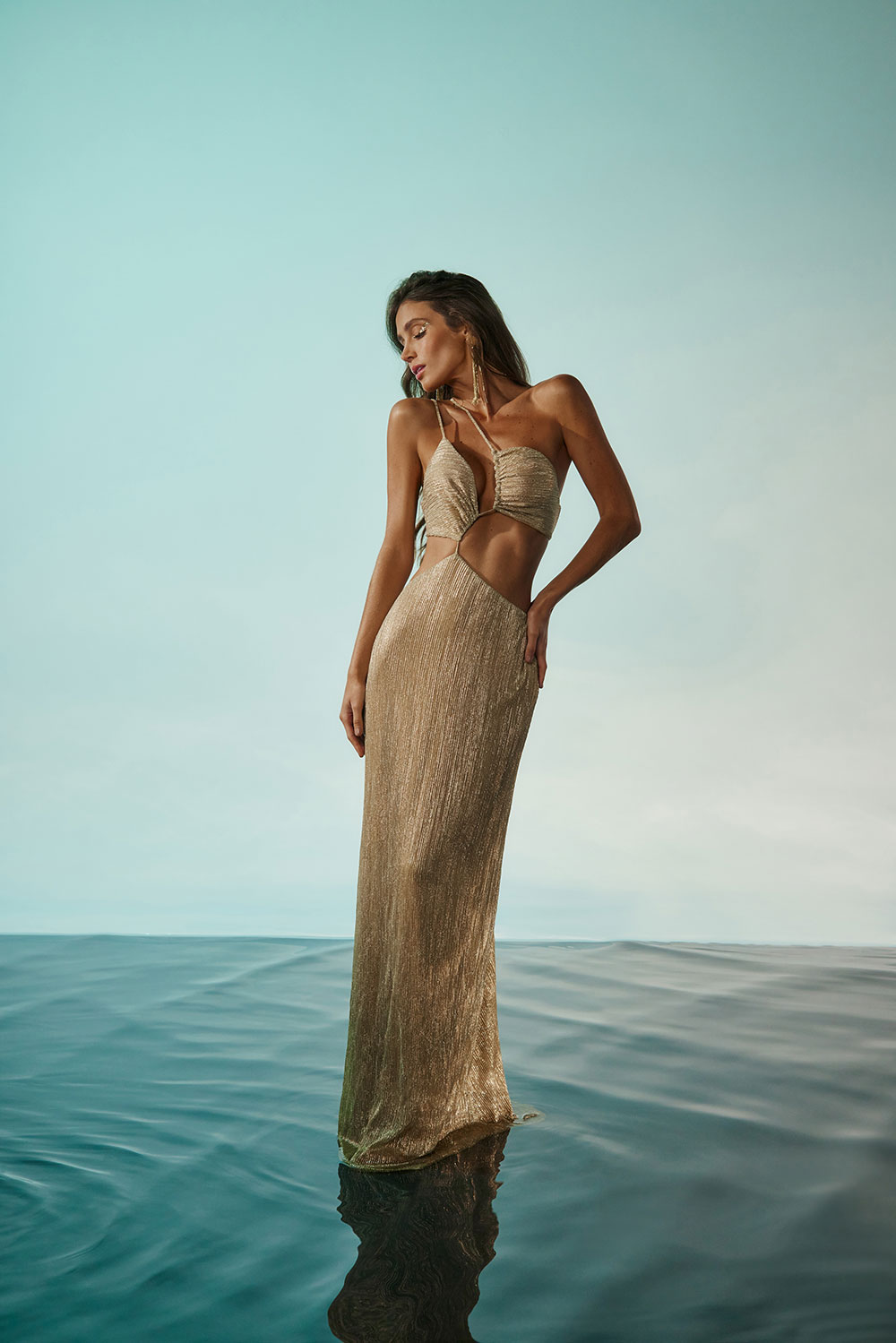 PAOLA'S METALLIC ASYMMETRIC DRESS (OASIS)